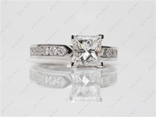 White Gold 1.58 Princess cut Channel Rings