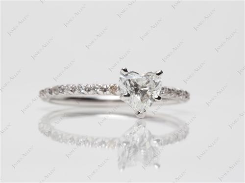 White Gold 0.70 Heart shaped Diamond Ring