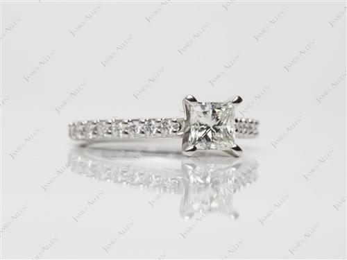 Platinum 0.55 Princess cut Engagement Rings With Side Stones