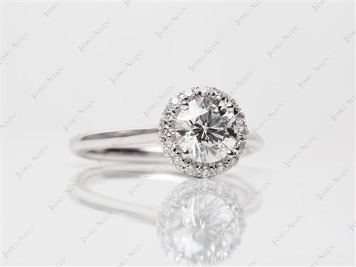 White Gold 0.91 Round cut Pave Ring Mountings