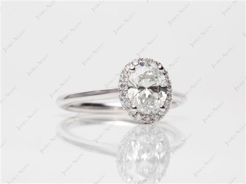 White Gold 1.00 Oval cut Engagement Rings