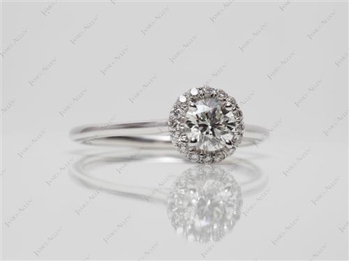 White Gold 0.52 Round cut Pave Diamond Engagement Rings