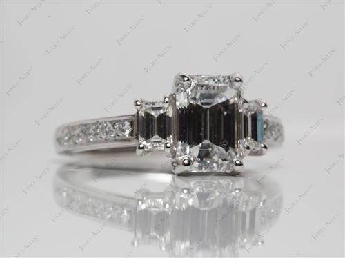 Platinum 2.06 Emerald cut Engagement Rings With Side Stones