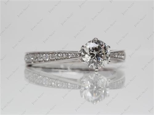 White Gold 0.75 Round cut Pave Diamond Engagement Rings
