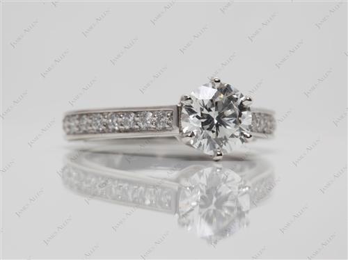 Platinum 1.19 Round cut Micro Pave Engagement Rings