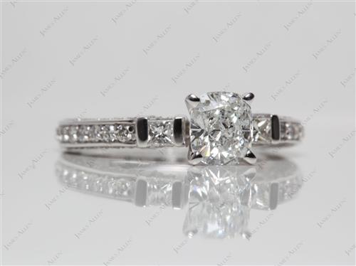 White Gold 1.01 Cushion cut Pave Diamond Rings