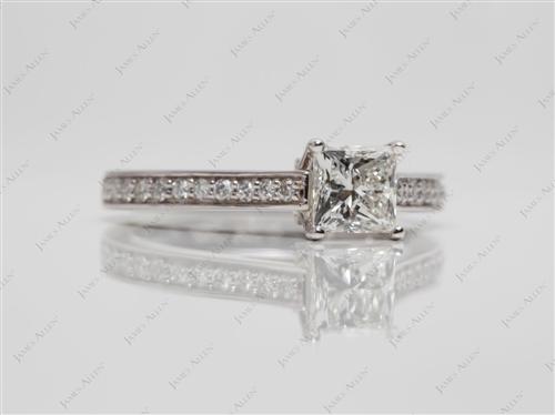 White Gold 0.80 Princess cut Engagement Ring