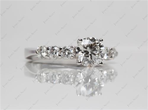 White Gold 0.90 Round cut Engagement Ring Side Stones