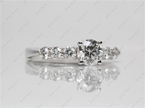 White Gold 0.63 Round cut Engagement Rings Side Stones