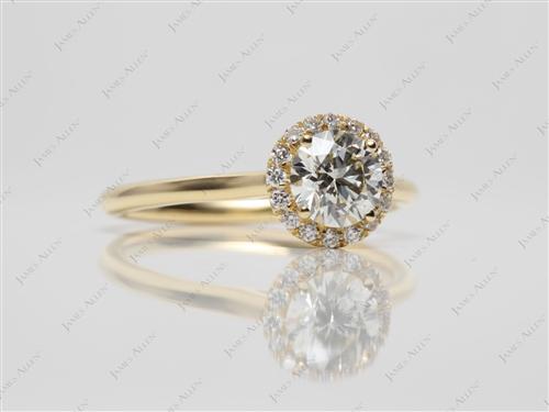 Gold 0.82 Round cut Wedding Band Sets