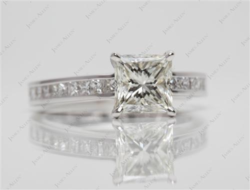 White Gold 1.27 Princess cut Channel Set Diamond Engagement Rings