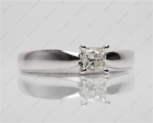 White Gold 0.56 Princess cut Round Solitaire Ring