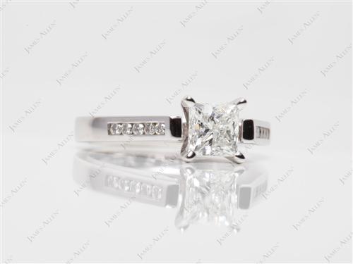 White Gold 0.71 Princess cut Channel Engagement Ring