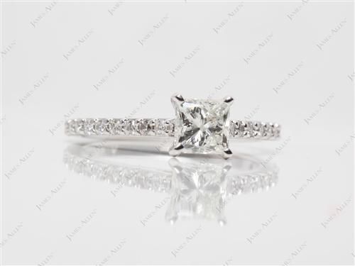 White Gold 0.92 Princess cut Engagement Ring Side Stones