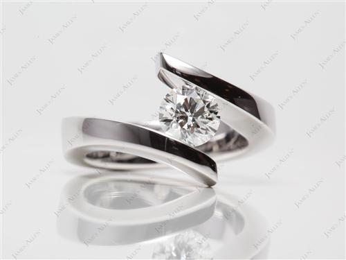 White Gold 0.84 Round cut Tension Ring Settings