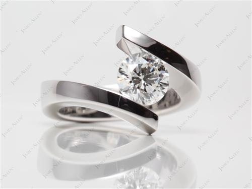 White Gold 1.35 Round cut Tension Ring Setting