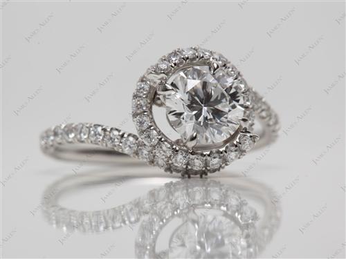 Platinum 0.74 Round cut Micro Pave Engagement Rings