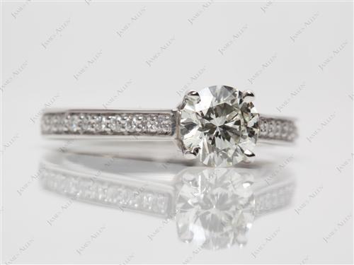 Platinum 0.90 Round cut Diamond Pave Ring