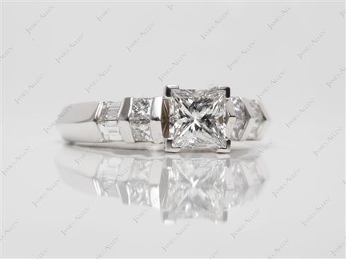 White Gold 0.90 Princess cut Engagement Ring