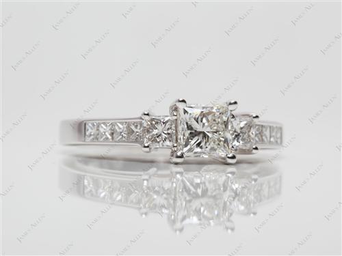 White Gold 0.87 Princess cut Engagement Rings