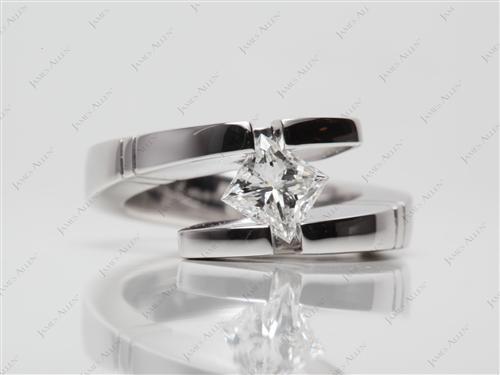 White Gold 0.79 Princess cut Tension Ring Setting