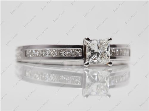 White Gold 0.67 Princess cut Channel Cut Ring