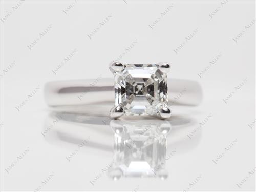 White Gold 1.00 Asscher cut Diamond Solitaire Engagement Ring