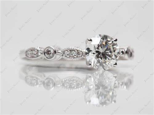 White Gold 1.02 Round cut Side Stone Engagement Rings