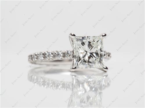 Platinum 2.07 Princess cut Engagement Rings