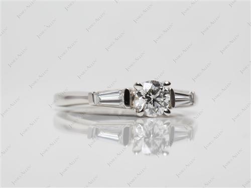 Platinum 0.47 Round cut Diamond Ring With Side Stones