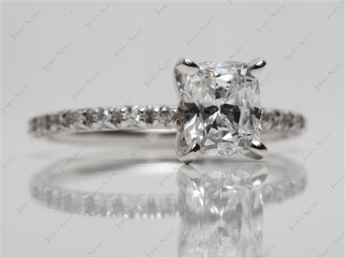 Platinum 1.01 Cushion cut Micro Pave Ring