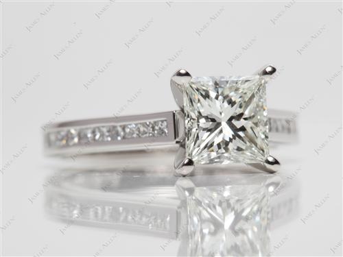 Platinum 1.53 Princess cut Channel Set Diamond Ring
