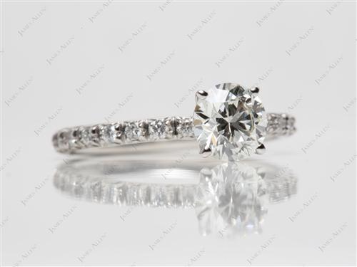 Platinum 1.06 Round cut Pave Engagement Rings