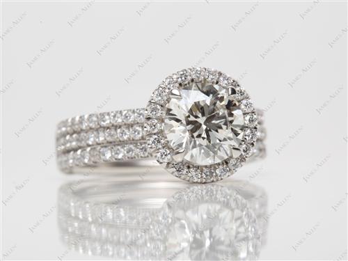 Platinum 1.71 Round cut Pave Ring Set