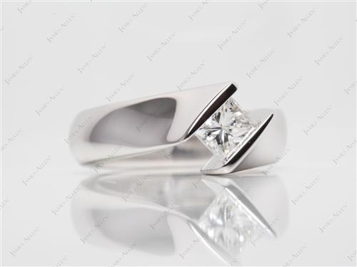 White Gold 0.70 Princess cut Tension Set Engagement Ring