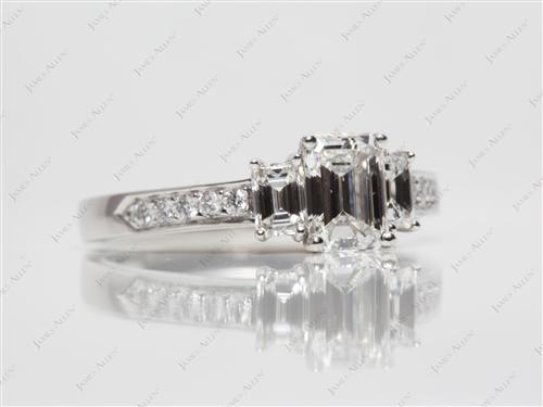 Platinum 0.92 Emerald cut Diamond Rings