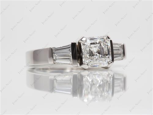 Platinum 1.20 Asscher cut Diamond Ring