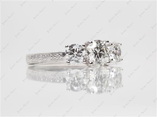 White Gold 0.67 Round cut Engagement Ring With Sidestones