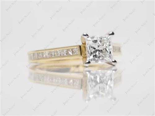 Gold 1.00 Princess cut Channel Diamond Ring