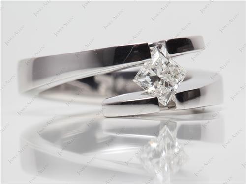 White Gold 0.76 Princess cut Tension Set Engagement Rings
