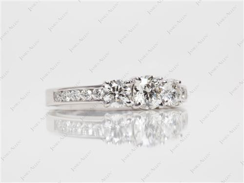 White Gold 0.42 Round cut Three Stones Diamond Rings