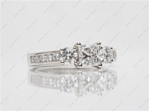 Platinum 0.77 Princess cut Three Stones Ring
