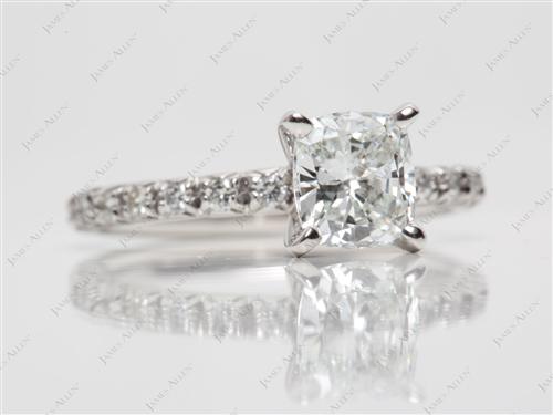 Platinum 1.01 Cushion cut Engagement Rings