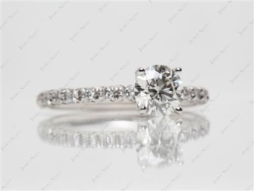 Platinum 0.81 Round cut Pave Engagement Rings