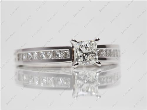 White Gold 0.62 Princess cut Channel Setting Engagement Rings
