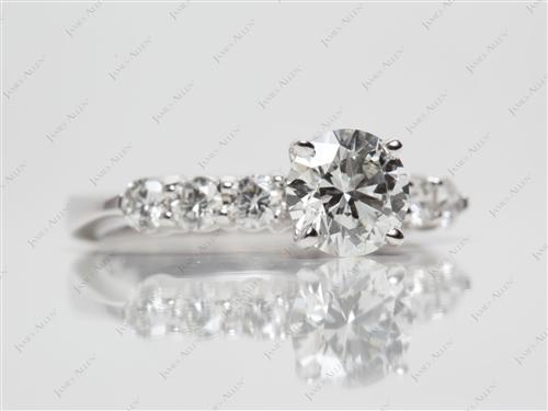 White Gold 0.91 Round cut Side Stone Engagement Ring