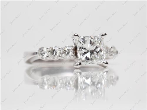 White Gold 1.25 Princess cut Diamond Ring With Side Stones