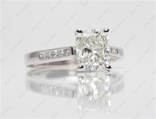 White Gold 2.01 Radiant cut Channel Set Diamond Engagement Ring