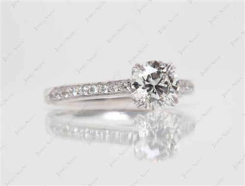 White Gold 0.91 Round cut Engagement Ring Micro Pave