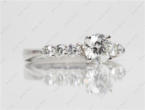 Platinum 0.80 Round cut Diamond Ring With Side Stones